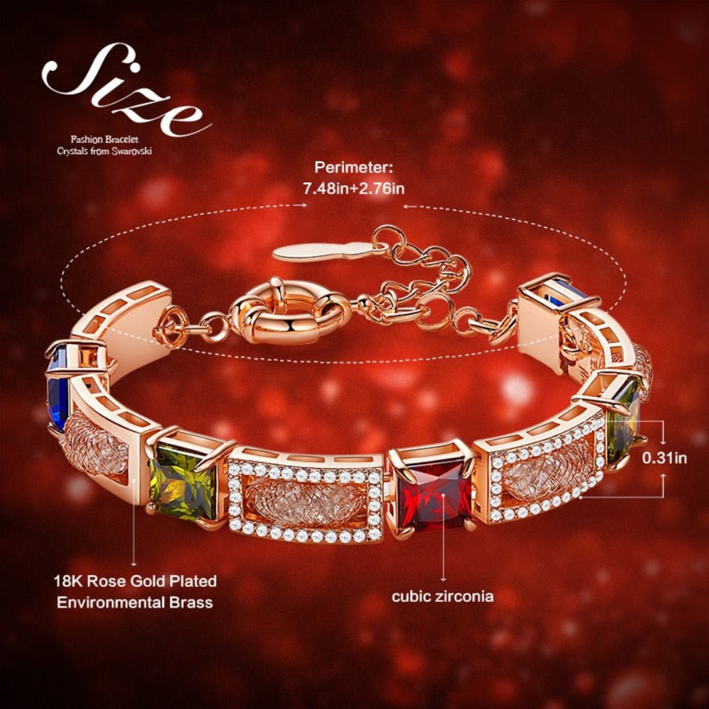 Luxury Colorful Zircon Bangle Bracelet Rhinestone Rose Gold Link Chain - Samuels Jewelers