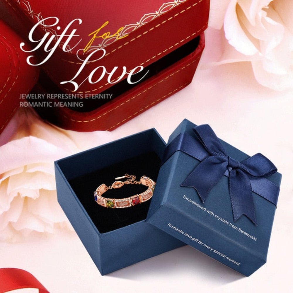 Luxury Colorful Zircon Bangle Bracelet Rhinestone Rose Gold Link Chain - Samuels Jewelers