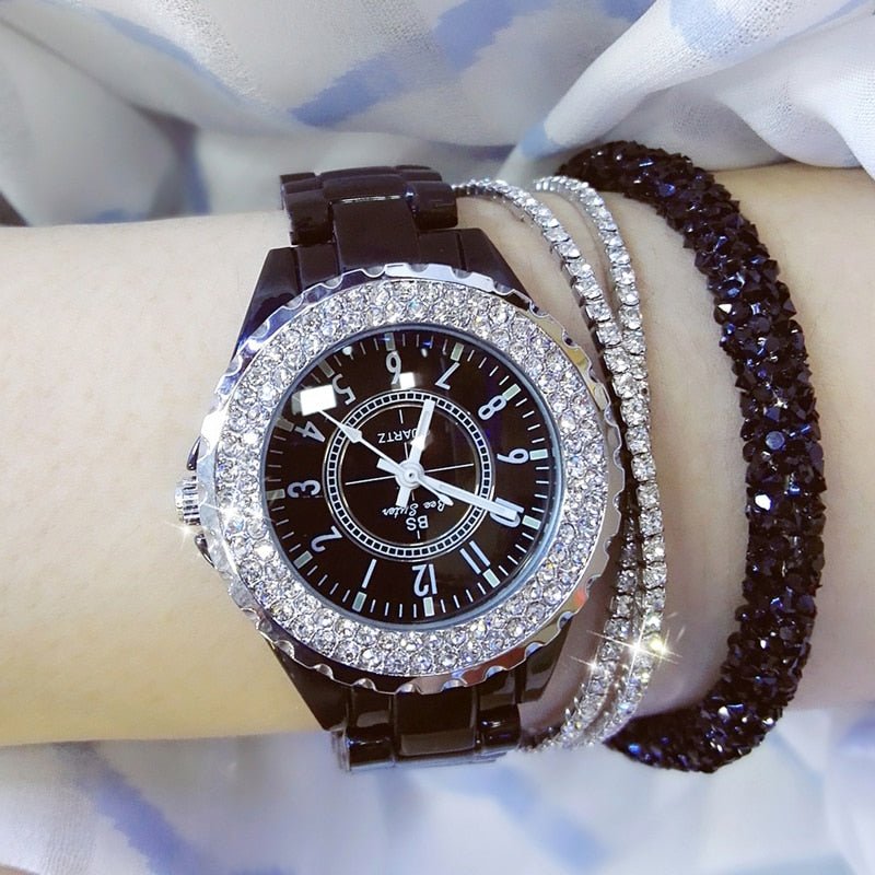 Luxury Crystal Wristwatches Ceramic Quartz Watch - Samuels Jewelers