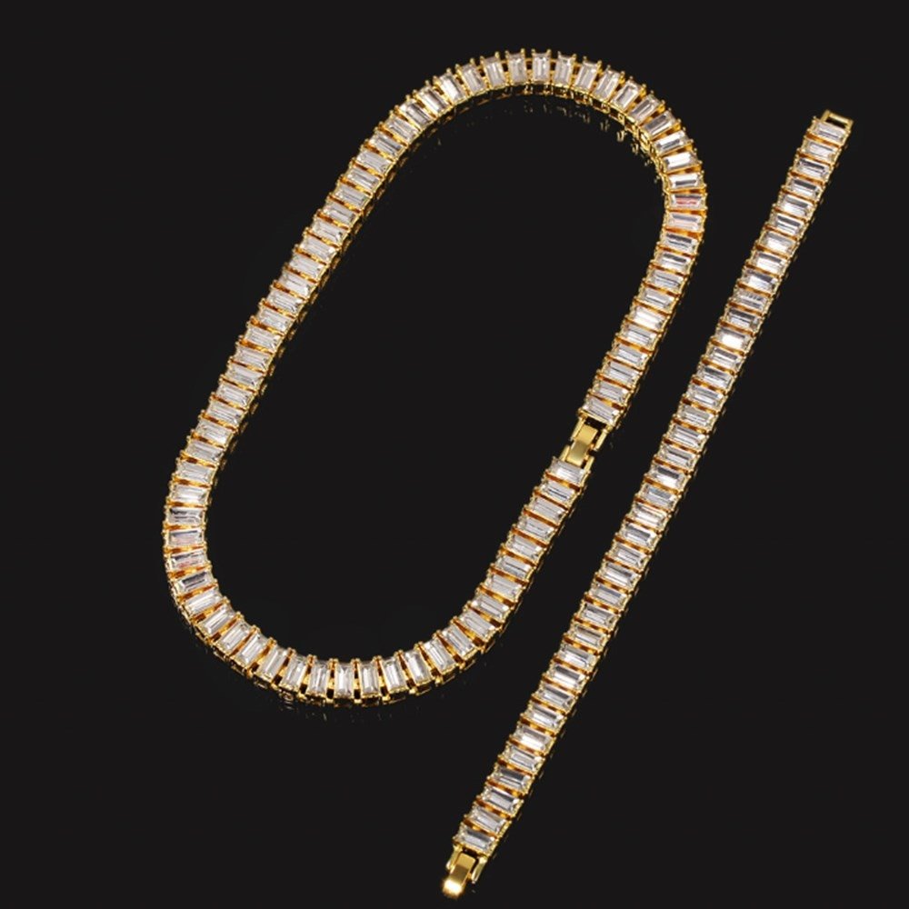 Chain Hip Hop Gold Watch Necklace Bracelet Ring Earrings Set - Samuels Jewelers