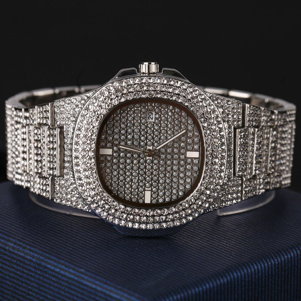 Luxury Watch Bracelet Necklace Ice Out Cuban Set - Samuels Jewelers