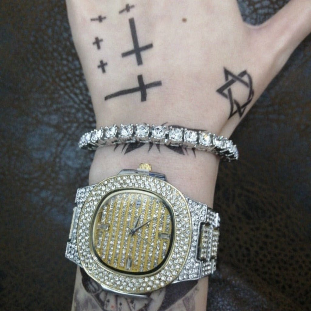 Luxury Watch Bracelet Watch Combo Set Miami Ice Out Cuban Hip Hop Jewelry - Samuels Jewelers