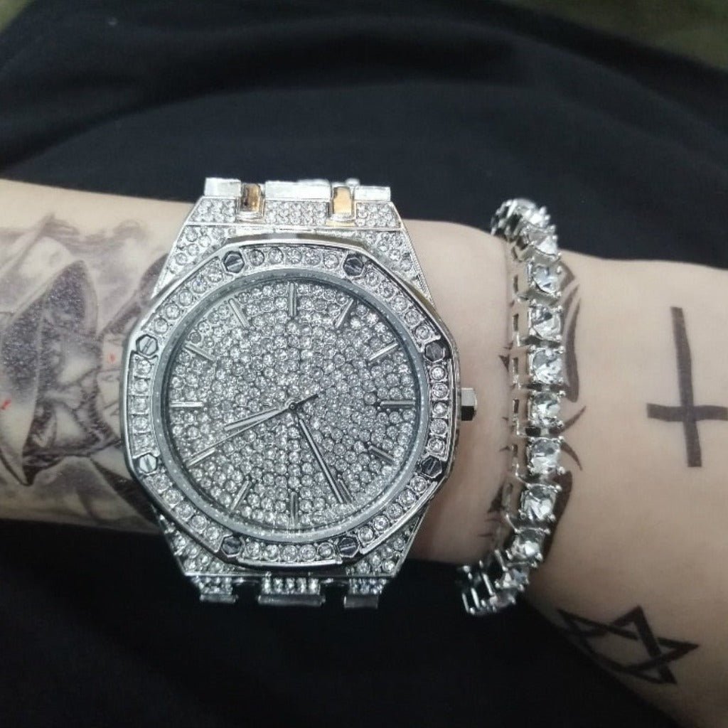 Luxury Watch Bracelet Watch Combo Set Miami Ice Out Cuban Hip Hop Jewelry - Samuels Jewelers