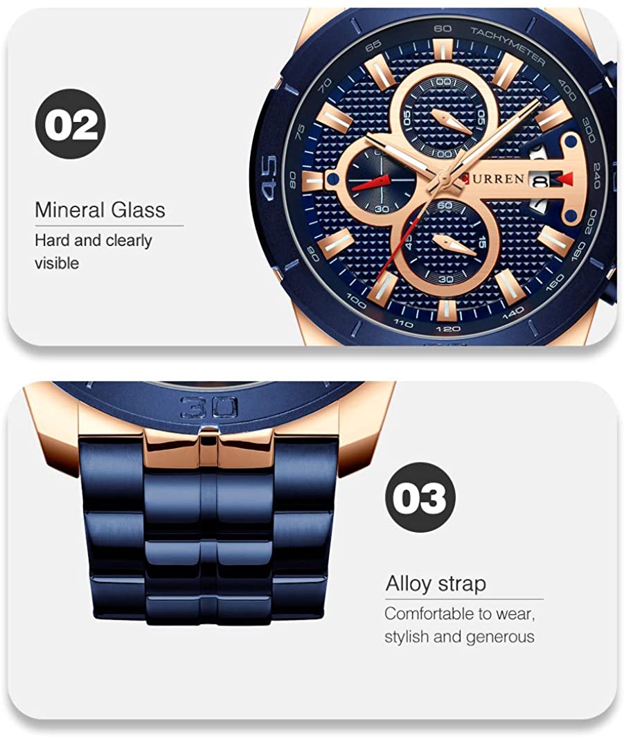 Men Luxury Watches Business Chronograph Waterproof Quartz Wrist Watch - Samuels Jewelers