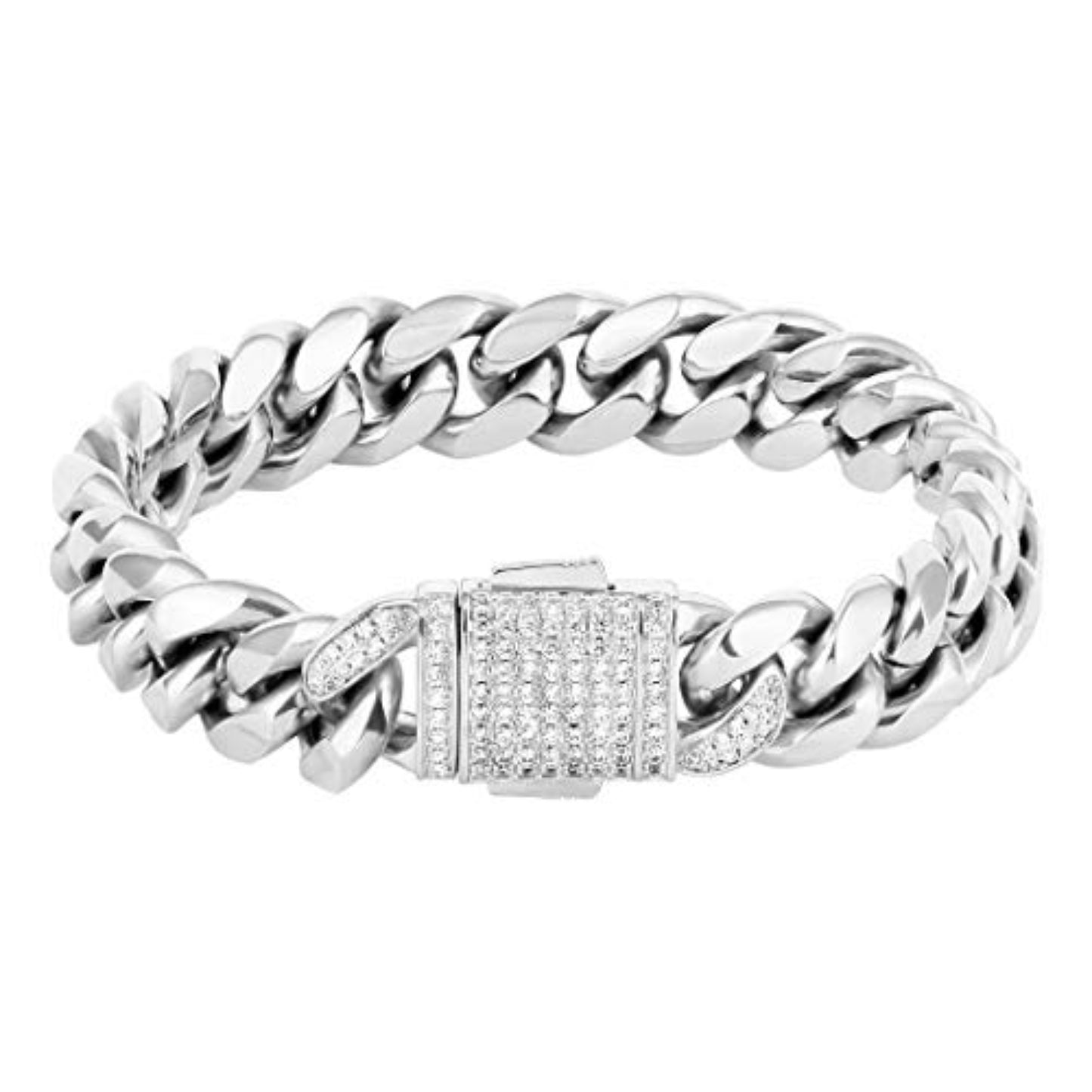 Mens Hip Hop Cuban Link Bracelet, 12mm 18k Gold Iced Out Cuban Curb Link, Urban Street - wear - Samuels Jewelers