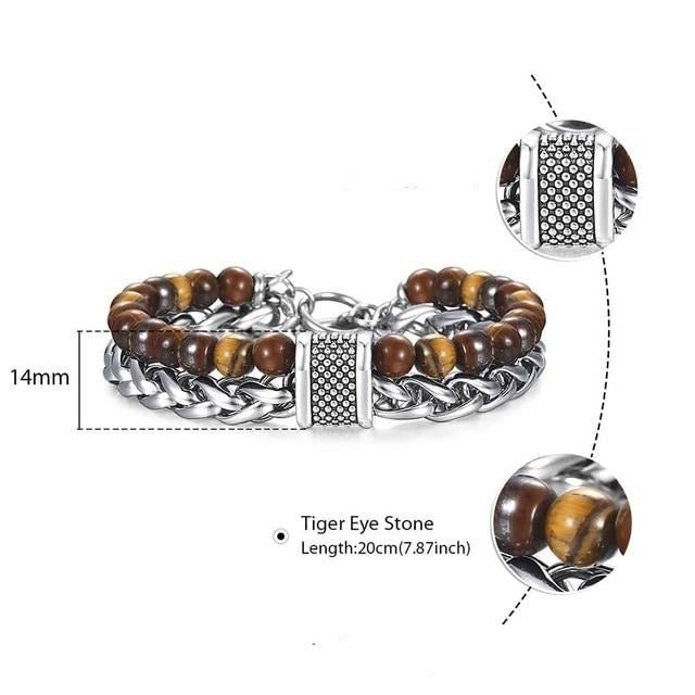 Natural Map Stone Men's Beaded Bracelet - Samuels Jewelers