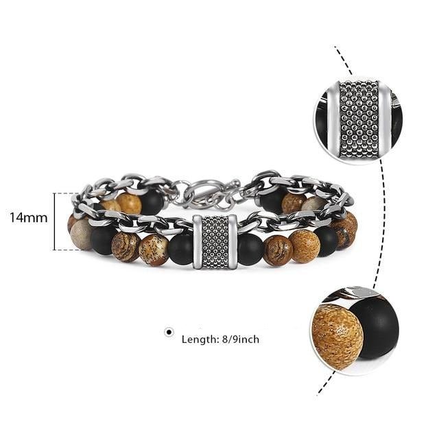 Natural Map Stone Men's Beaded Bracelet - Samuels Jewelers