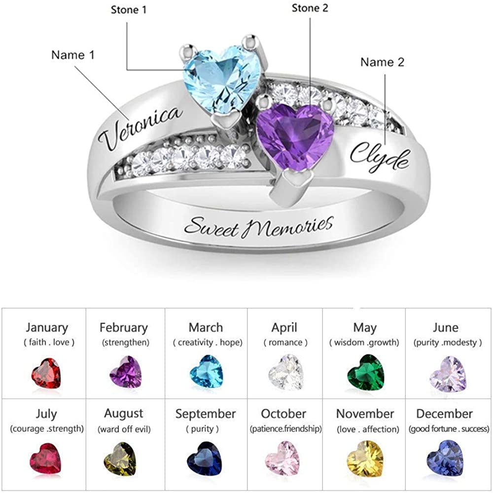 Personalized Birthstones Promise Ring Custom Couple Names - Samuels Jewelers