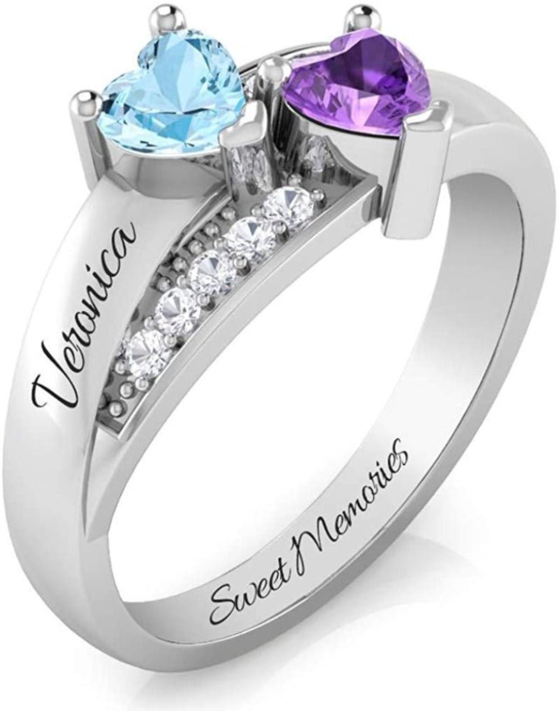 Personalized Birthstones Promise Ring Custom Couple Names - Samuels Jewelers