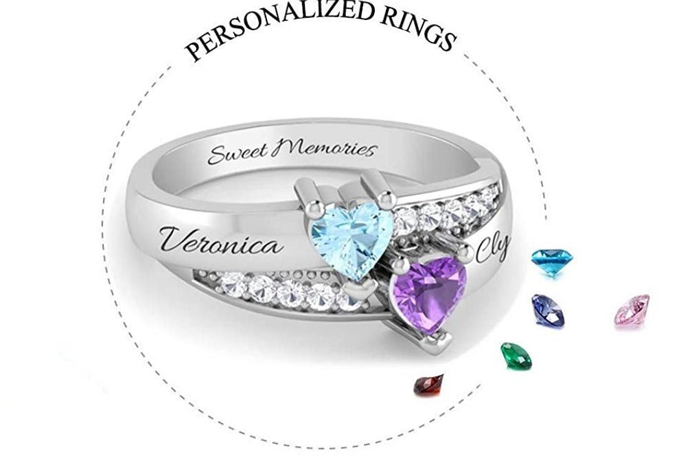 Personalized Birthstones Promise Ring Custom Couple Names - Samuels Jewelers