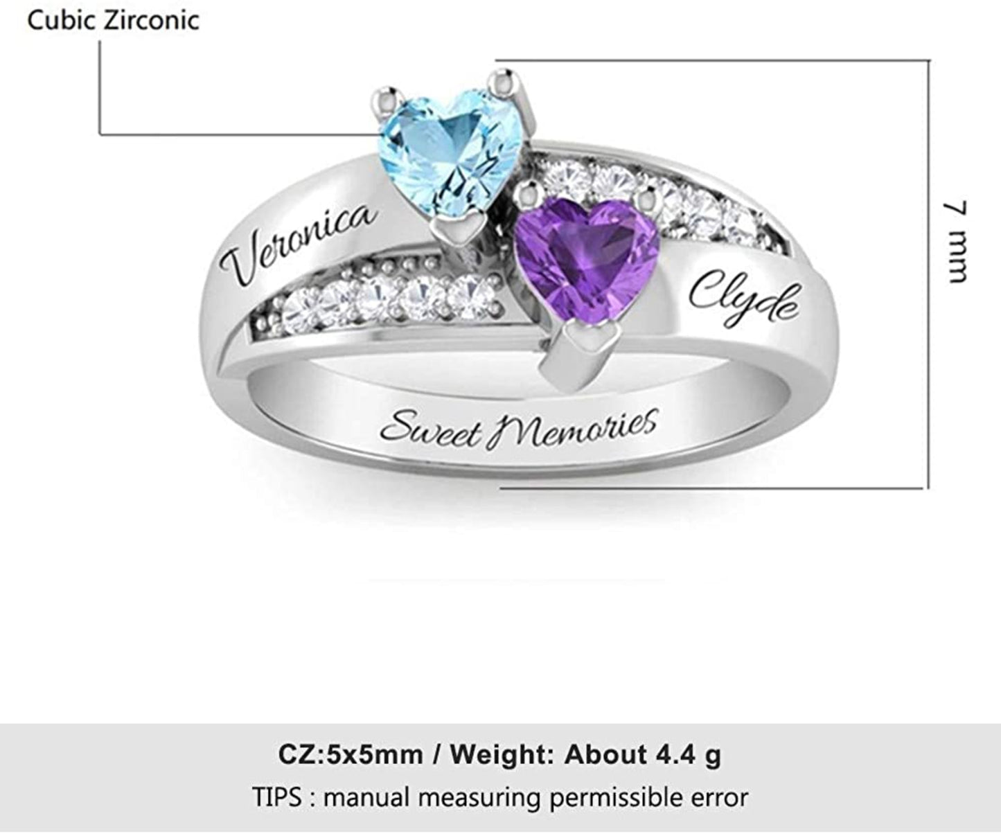 Personalized Birthstones Promise Ring Custom Couple Names - Samuels Jewelers