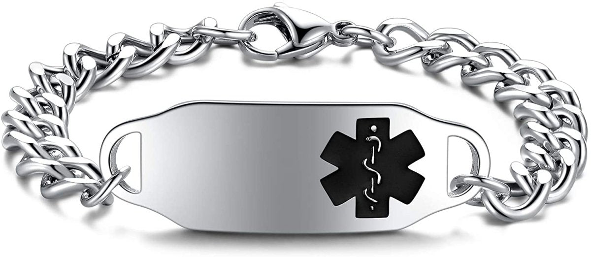 Personalized Customize Alert ID Awareness Bracelet 5.5 - 8.5 inches ,Free Engraving - Samuels Jewelers