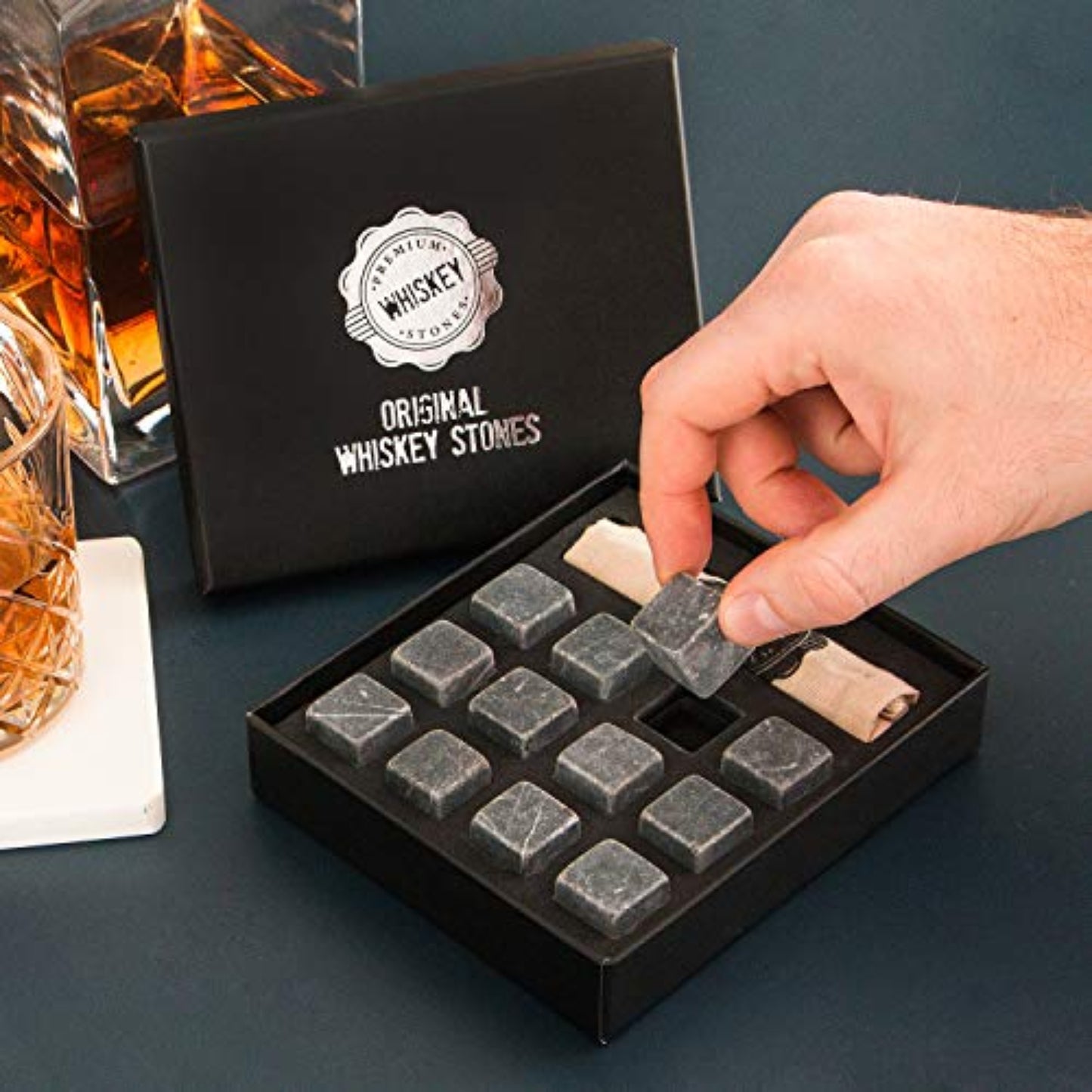 Premium Whiskey Stones Gift Set with 12 Pcs Stones and Bag - Samuels Jewelers