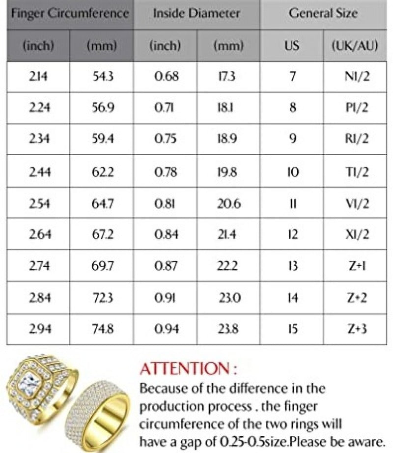 Set of 5Pcs 18K Gold Plated Bling Pinky Ring Simulated Diamond Iced Out Ring CZ Punky Rappers - Samuels Jewelers