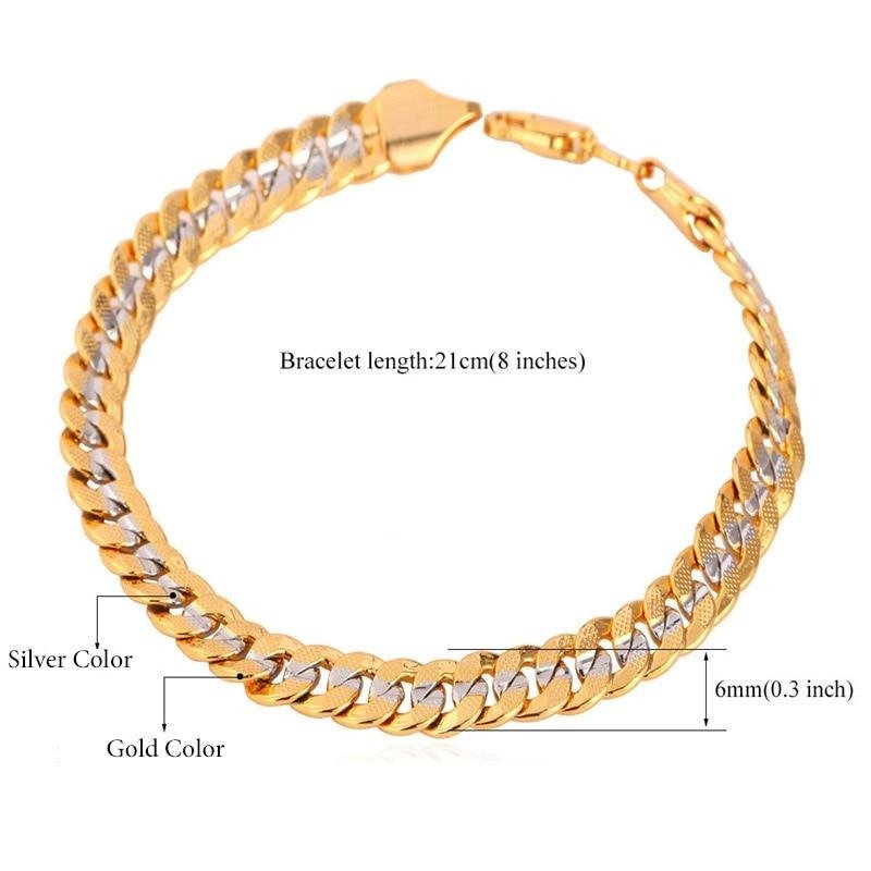 Two Gold Tone Jewelry Cuban Link Curb Chain Bracelet - Samuels Jewelers