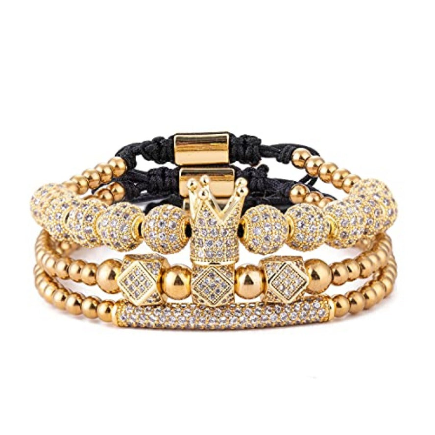 Imperial Crown King Gold Bracelets for Men Luxury Charm Fashion Cuff Bangle Jewelry - Samuels Jewelers