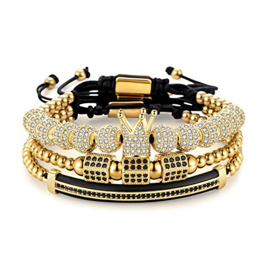 Imperial Crown King Gold Bracelets for Men Luxury Charm Fashion Cuff Bangle Jewelry - Samuels Jewelers