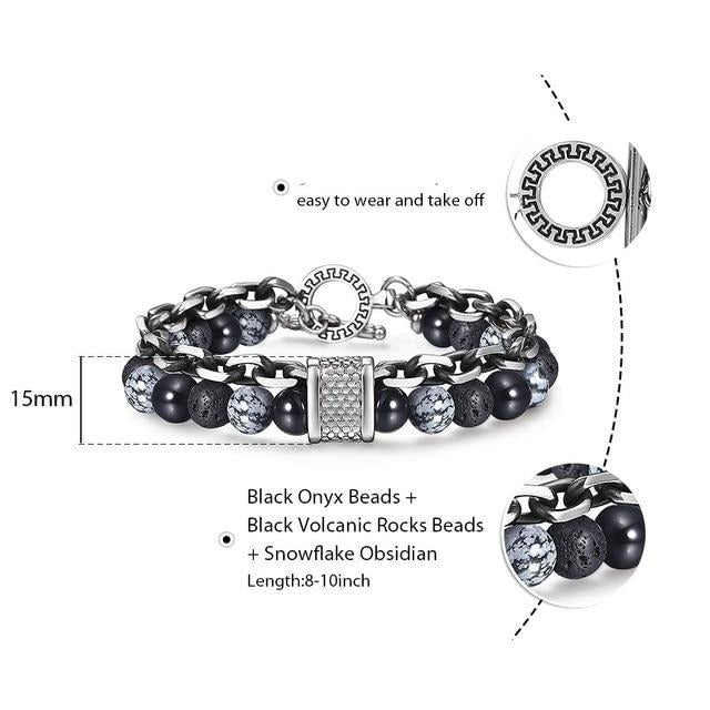 Natural Map Stone Men's Beaded Bracelet - Samuels Jewelers