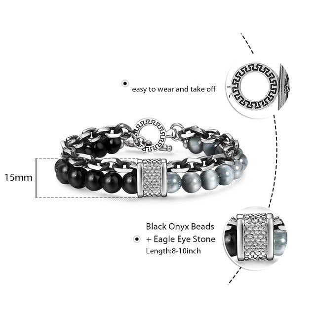 Natural Map Stone Men's Beaded Bracelet - Samuels Jewelers