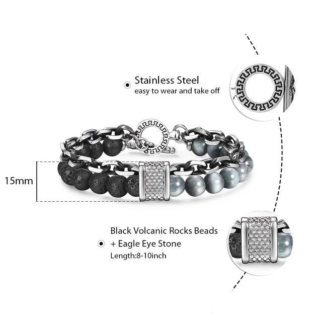 Natural Map Stone Men's Beaded Bracelet - Samuels Jewelers