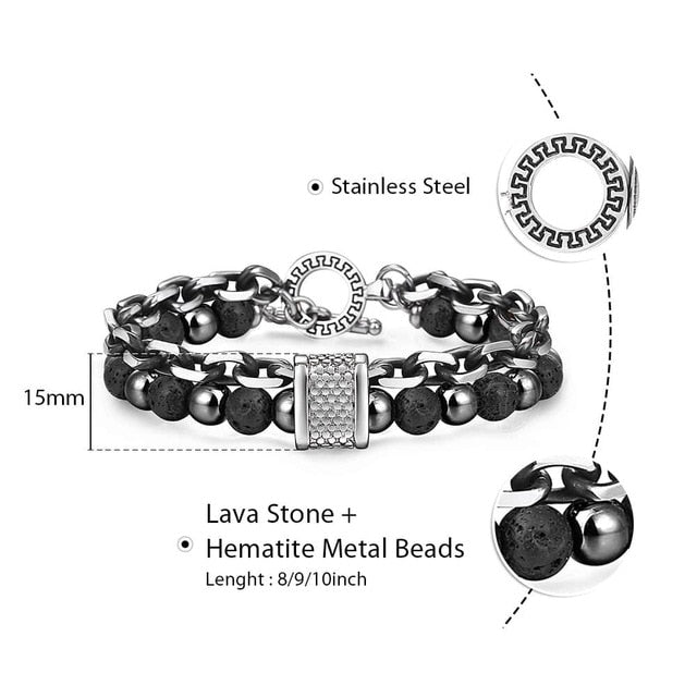 Natural Map Stone Men's Beaded Bracelet - Samuels Jewelers