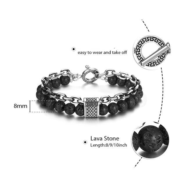 Natural Map Stone Men's Beaded Bracelet - Samuels Jewelers