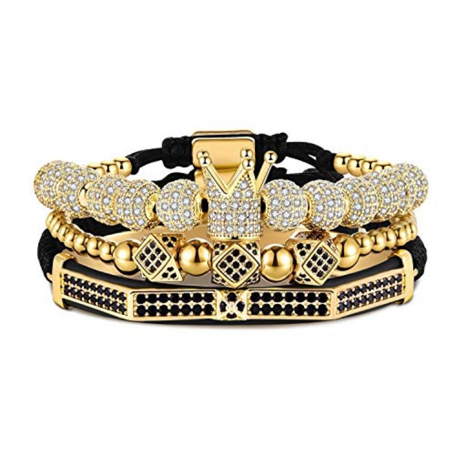 Imperial Crown King Gold Bracelets for Men Luxury Charm Fashion Cuff Bangle Jewelry - Samuels Jewelers