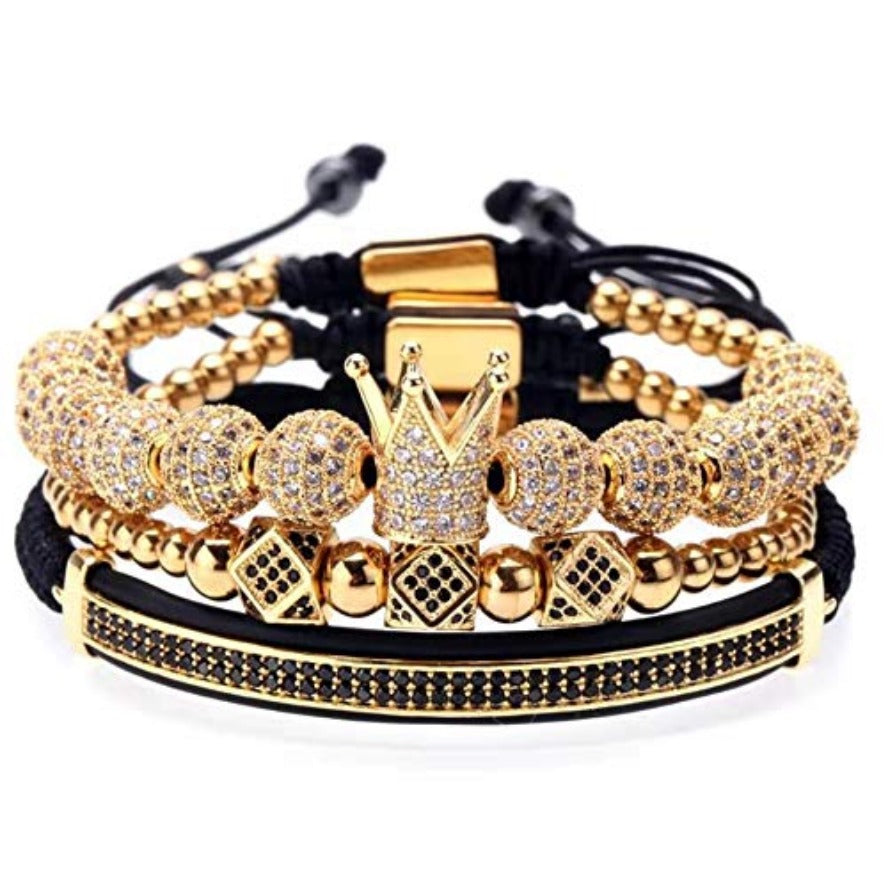 Imperial Crown King Gold Bracelets for Men Luxury Charm Fashion Cuff Bangle Jewelry - Samuels Jewelers