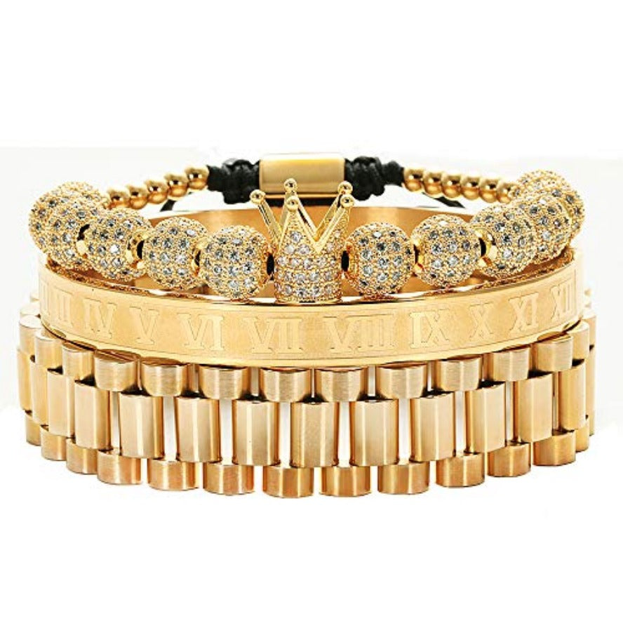 Imperial Crown King Gold Bracelets for Men Luxury Charm Fashion Cuff Bangle Jewelry - Samuels Jewelers