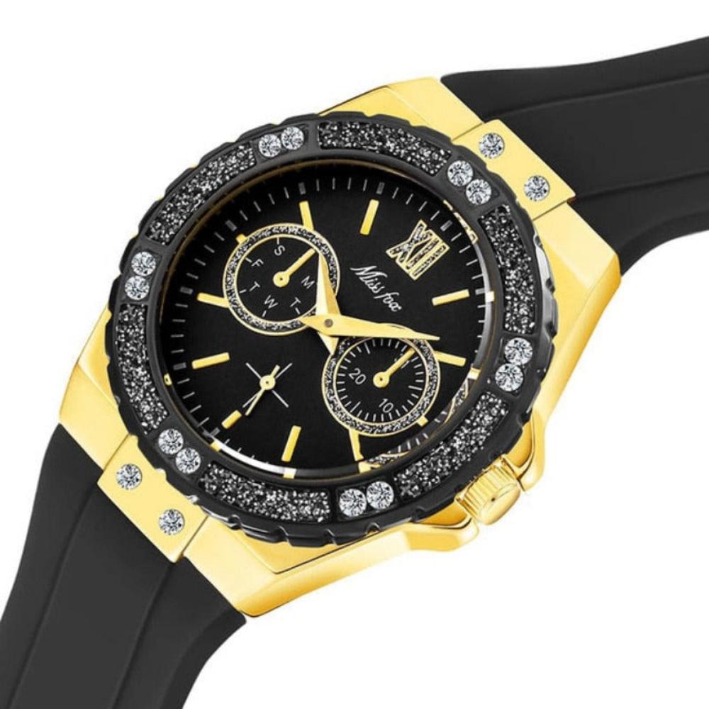 Watches Chronograph Rose Gold Sport Watch Ladies Diamond Blue Rubber - Samuels Jewelers