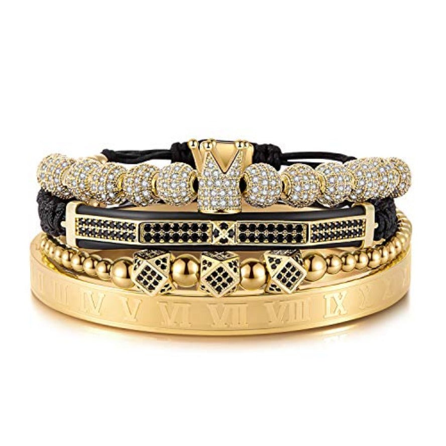 Imperial Crown King Gold Bracelets for Men Luxury Charm Fashion Cuff Bangle Jewelry - Samuels Jewelers