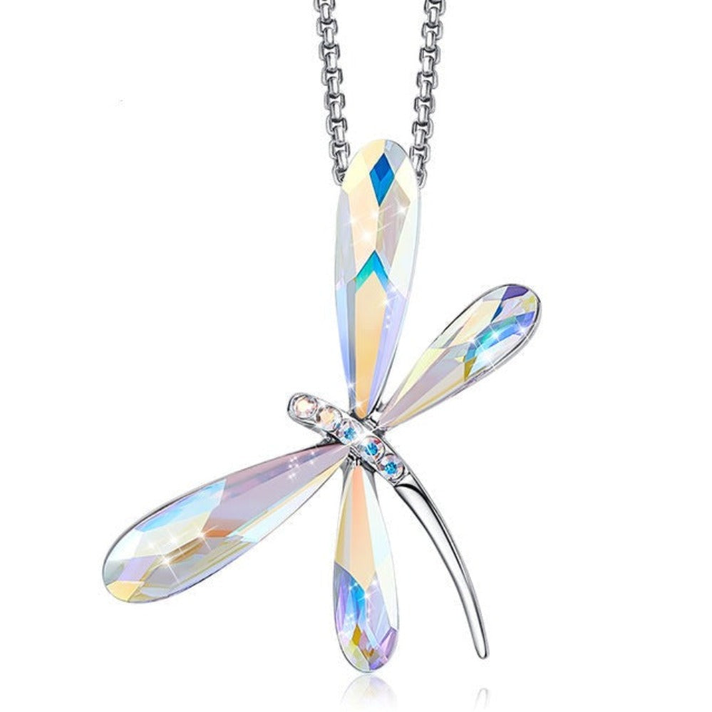 Dragonfly Insect Pendant Necklace with Crystal Luxury Fashion Jewelry - Samuels Jewelers