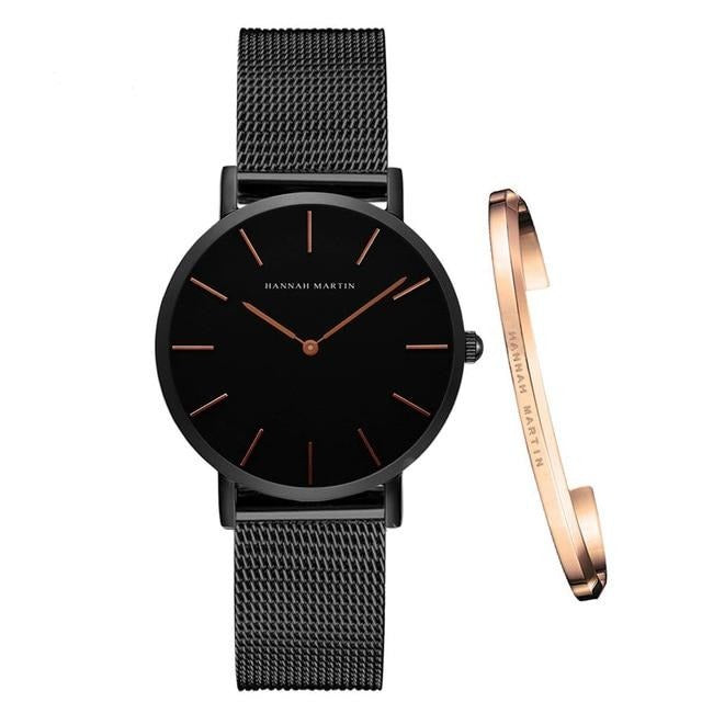 Women Watch with Bracelet Japan Quartz Movement Simple Waterproof Rose Gold Mesh - Samuels Jewelers