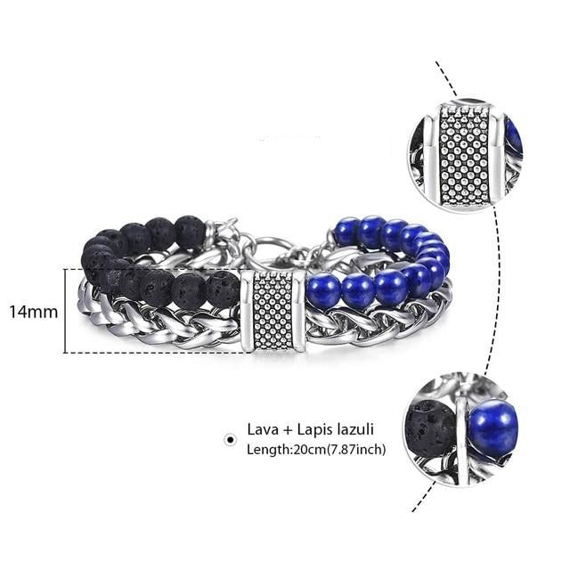 Natural Map Stone Men's Beaded Bracelet - Samuels Jewelers