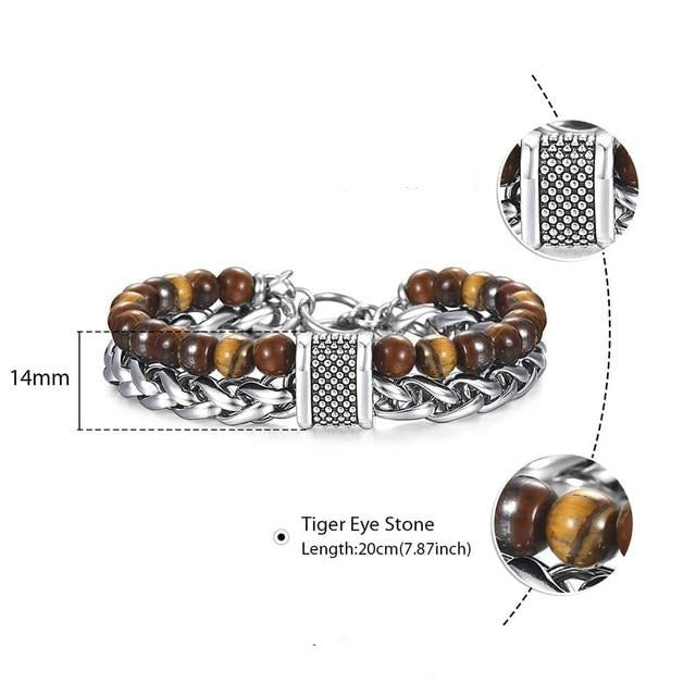 Natural Map Stone Men's Beaded Bracelet - Samuels Jewelers