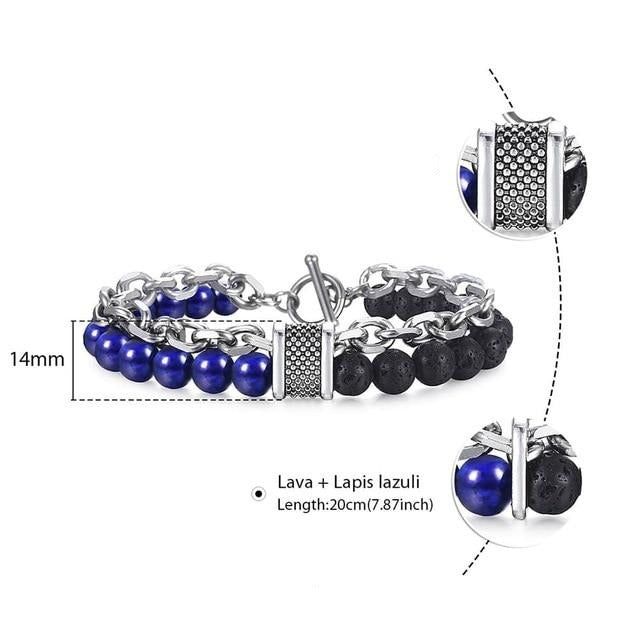 Natural Map Stone Men's Beaded Bracelet - Samuels Jewelers