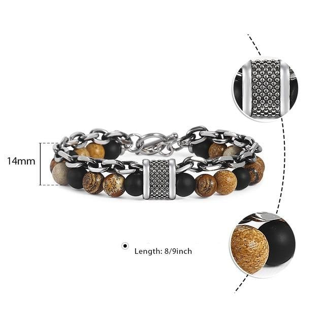 Natural Map Stone Men's Beaded Bracelet - Samuels Jewelers