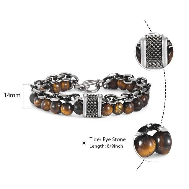 Natural Map Stone Men's Beaded Bracelet - Samuels Jewelers