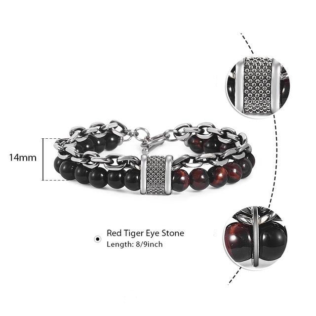 Natural Map Stone Men's Beaded Bracelet - Samuels Jewelers