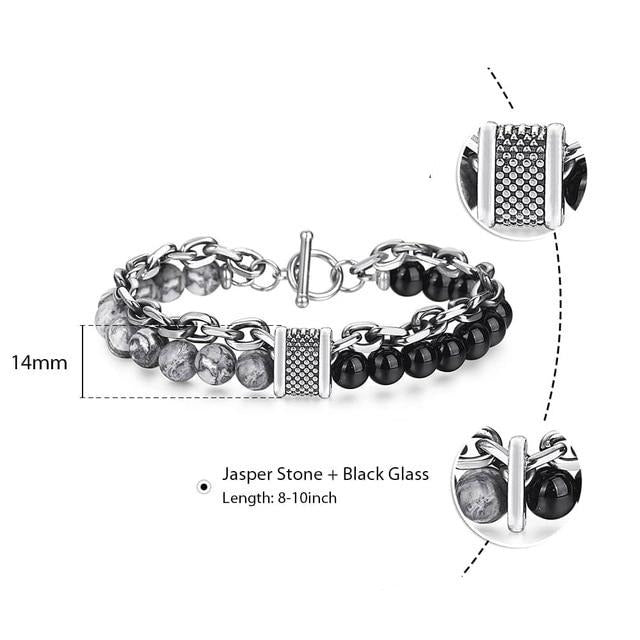 Natural Map Stone Men's Beaded Bracelet - Samuels Jewelers