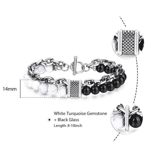 Natural Map Stone Men's Beaded Bracelet - Samuels Jewelers