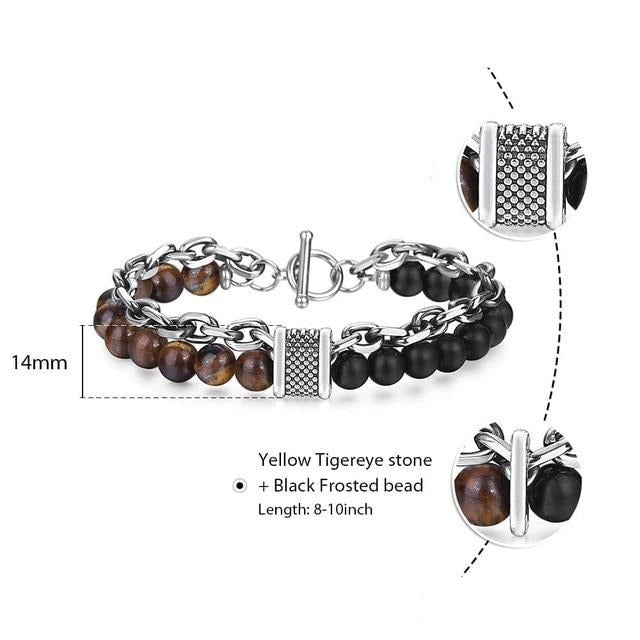 Natural Map Stone Men's Beaded Bracelet - Samuels Jewelers