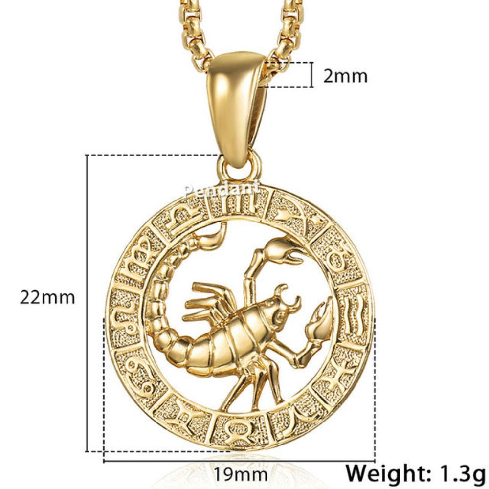 12 Horoscope Zodiac Sign Gold Pendant Necklace Aries Leo - Samuels Jewelers