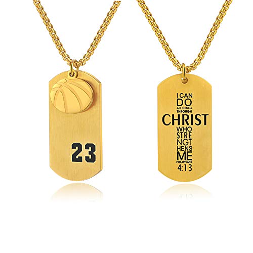 Basketball Player 23 Cross Pendant I Can Do All Things Bible Verse Necklace - Samuels Jewelers
