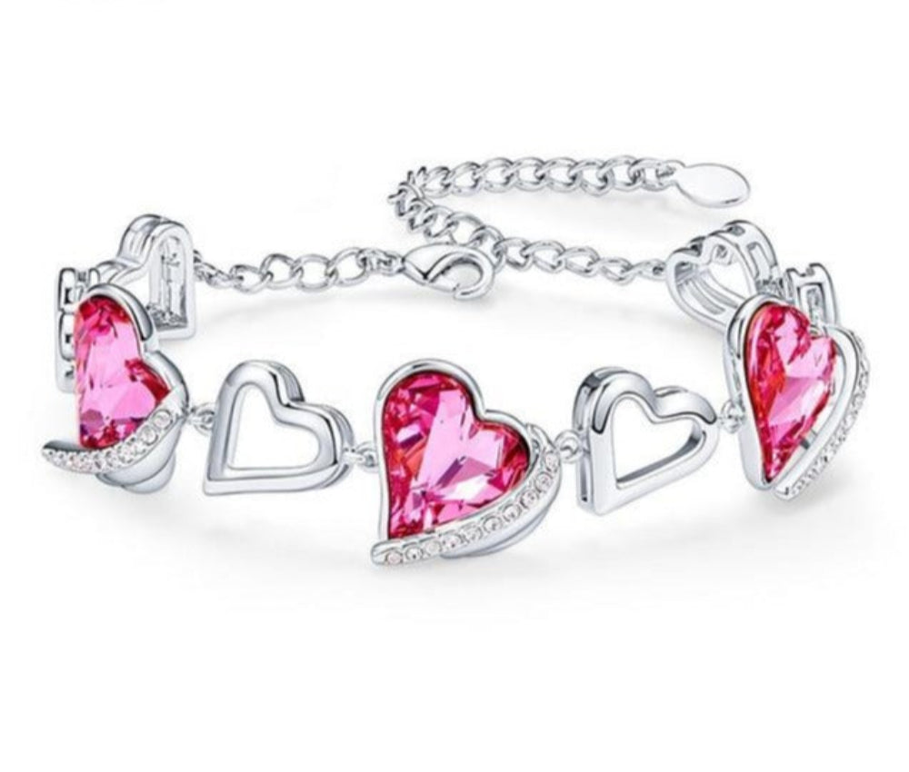 Gold Embellished With Crystals Heart Angel Wing Jewelry Chain Bracelet - Samuels Jewelers