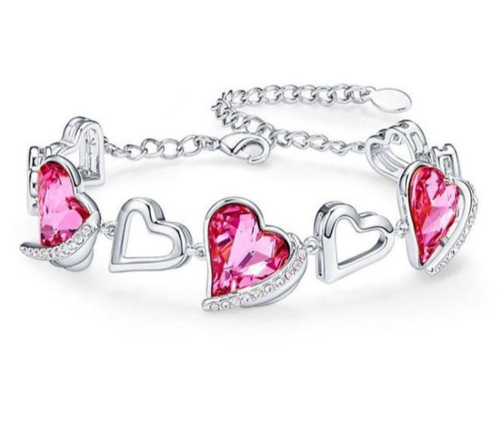 Gold Bracelets Embellished Crystals Swarovski Heart Angel Wing Jewelry Chain Bracelet - Samuels Jewelers