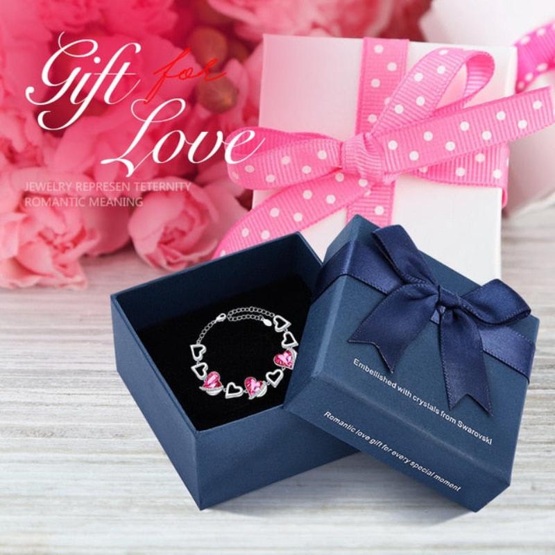 Gold Bracelets Embellished Crystals Swarovski Heart Angel Wing Jewelry Chain Bracelet - Samuels Jewelers