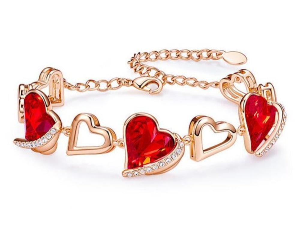 Gold Bracelets Embellished Crystals Swarovski Heart Angel Wing Jewelry Chain Bracelet - Samuels Jewelers