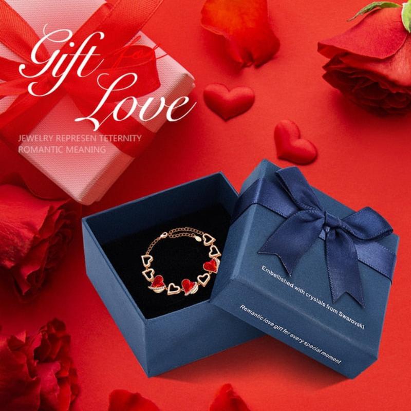 Gold Bracelets Embellished Crystals Swarovski Heart Angel Wing Jewelry Chain Bracelet - Samuels Jewelers