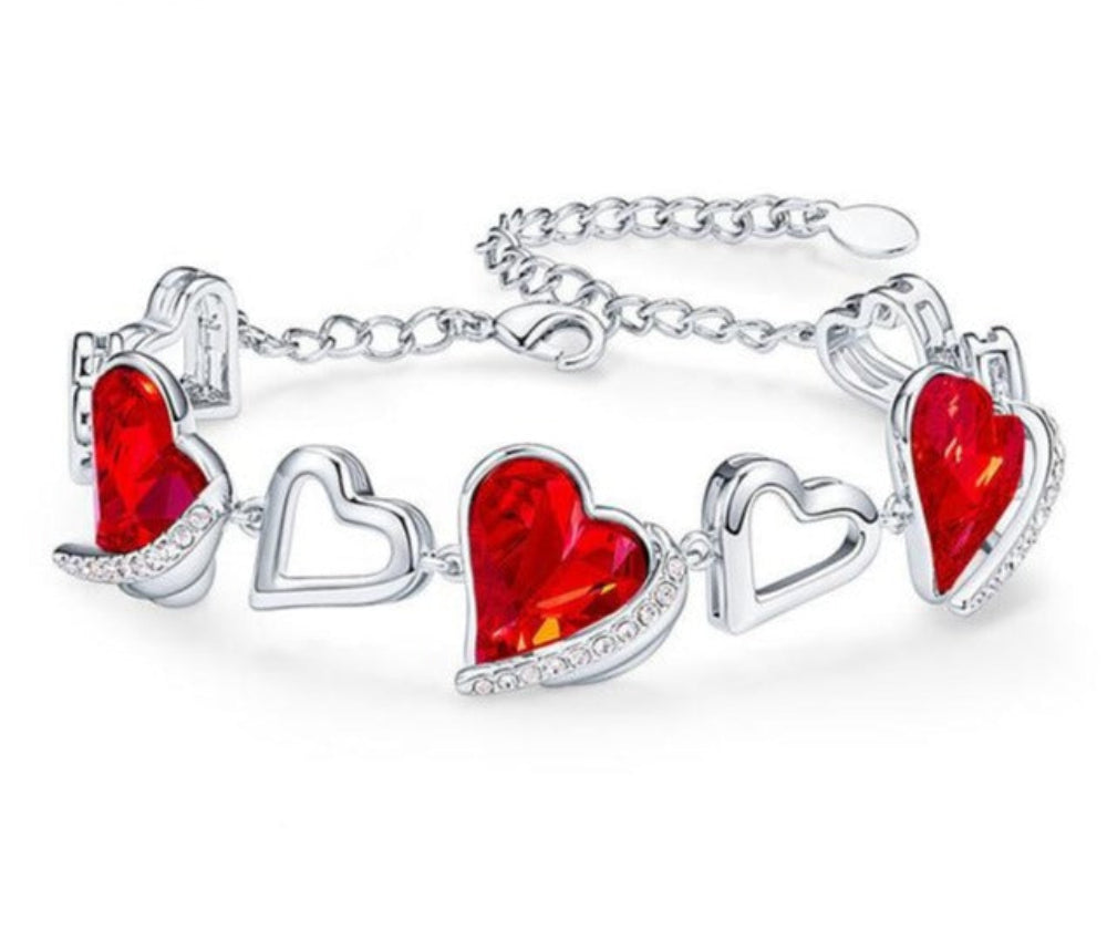 Gold Embellished With Crystals Heart Angel Wing Jewelry Chain Bracelet - Samuels Jewelers